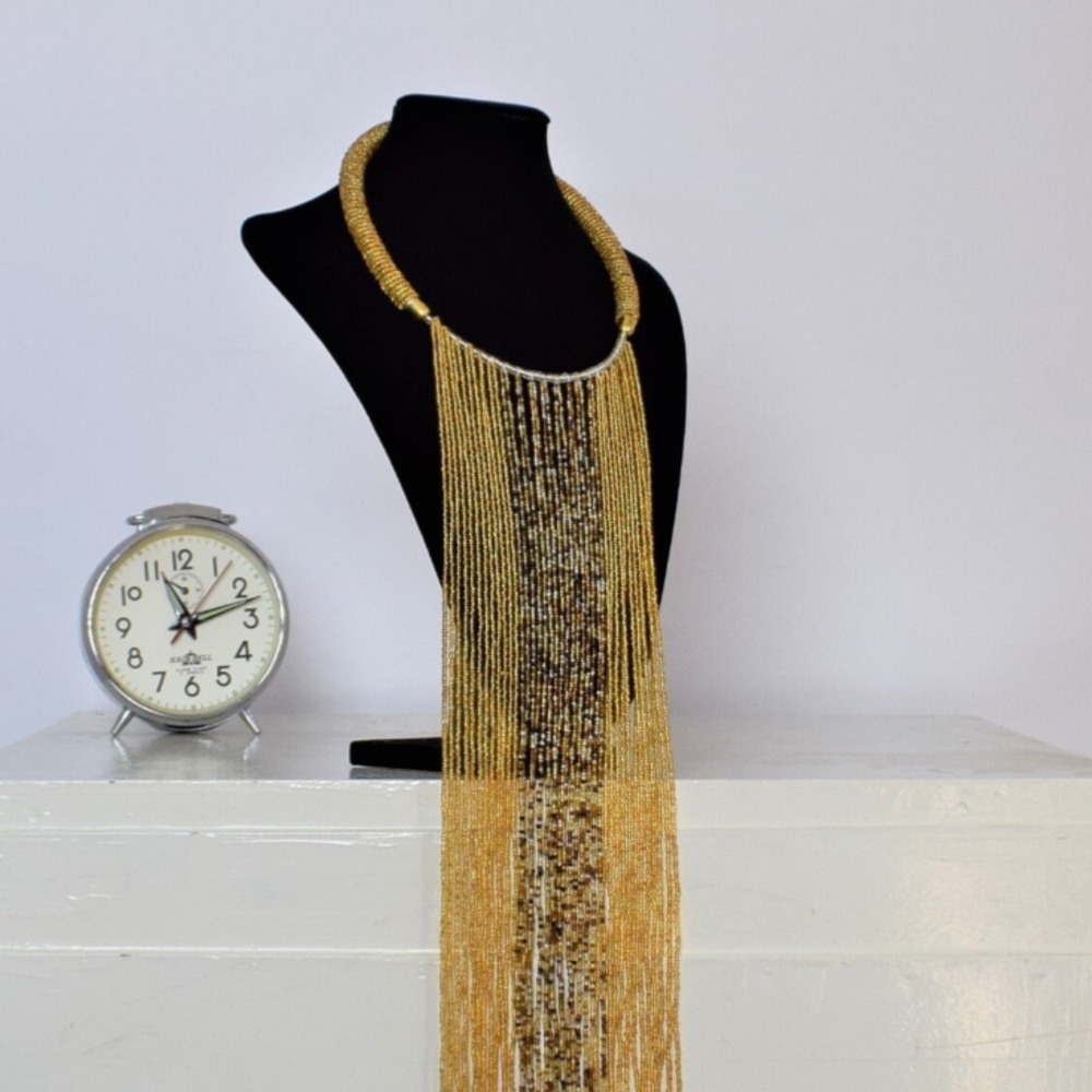 Luxurious Gold Fringe Necklace